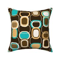 Textured Mid Century Modern (MCM) Rounded Rectangles // Turquoise Blue, Saffron Yellow, Espresso Brown, Caramel Brown, Chocolate Brown, Honey Brown, Ivory // Version 2