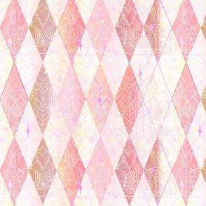 Dancing Pinks Heart Throb Harlequin Argyle in the Lovecore Aesthetic -- Valentine Argyle in Light Red, Pink Pastel over White -- 339dpi (44% of Full Scale)