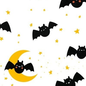 Black and White Kawaii Bats, Large