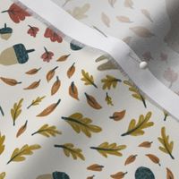 Autumn Breeze Leaves and Squirrels | White  | Acorns | Fall