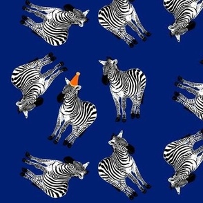Party Zebras - Sapphire Blue