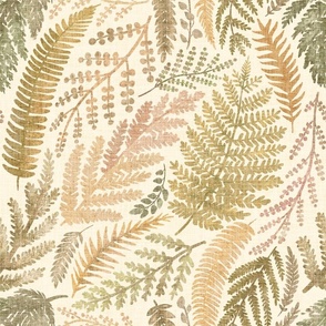 Autumn Ferns and Weeds in retro style