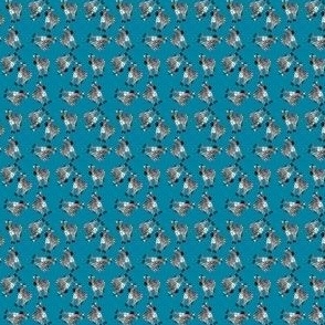 Tiny Dancing Zebras - Cyan Blue