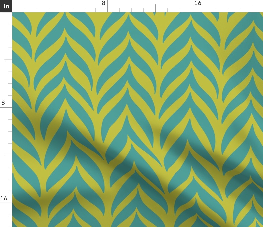 Graphic Chevron Teal and Lime Green