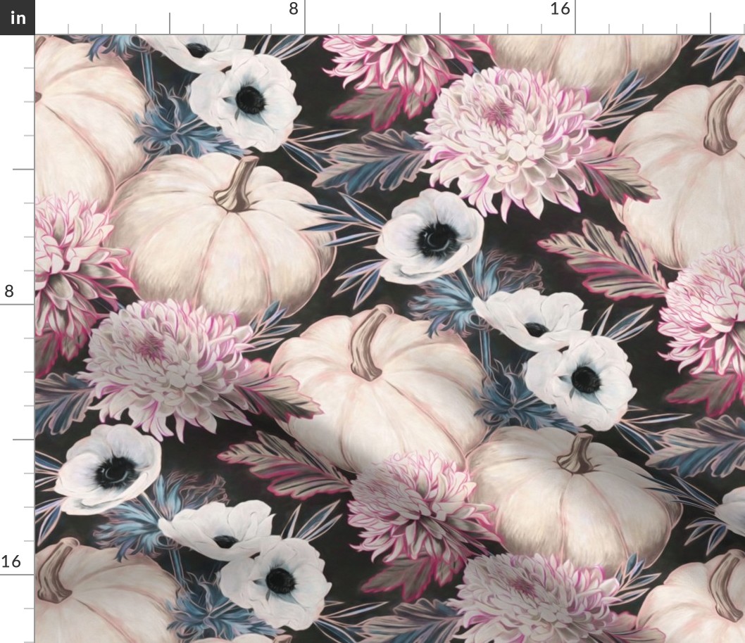 Harvest Floral with Pink and Blue - large