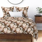Autumn Harvest Floral in Warm Brown and Cream - large