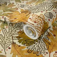 Autumn Confetti Large- Fall Leaves- Thanksgiving Home Decor- Earthy Tones Oak Leaves and Acorns