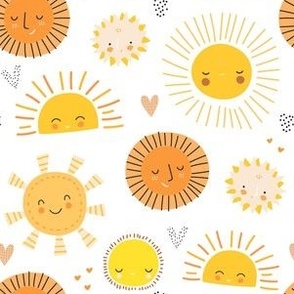 Cute pattern with sun in different style