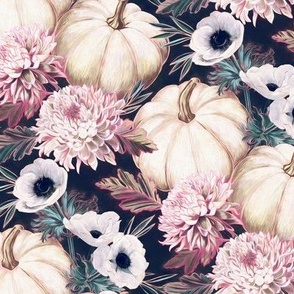 Vivid Floral with Pumpkins, Chrysanthemums and Anemones - medium