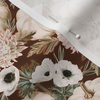 Autumn Harvest Floral in Warm Brown and Cream - small