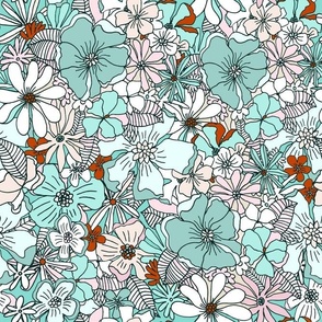 Mint retro florals