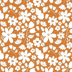 Pumpkin White Floral