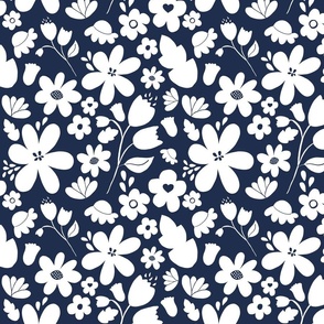 Navy White Floral 