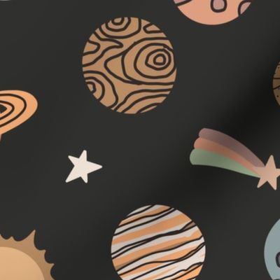 JUMBO planets fabric - boho kids design