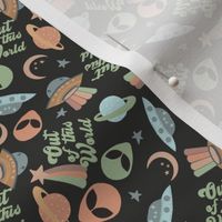 SMALL out of this world alien fabric - boho rainbow fabric kids ufo