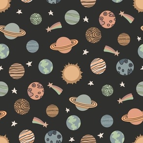 MEDIUM planets fabric - boho kids design
