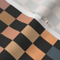 SMALL rainbow checkerboard fabric - boho muted fabric