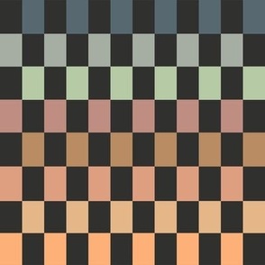 SMALL rainbow checkerboard fabric - boho muted fabric