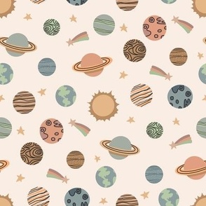 SMALL planets fabric - boho kids design