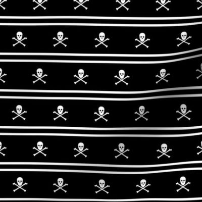 White Skull and Crossbones and Cross Stripes on Black