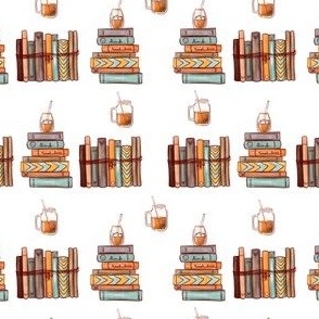 Hand drawn watercolor booklover boy  pattern design