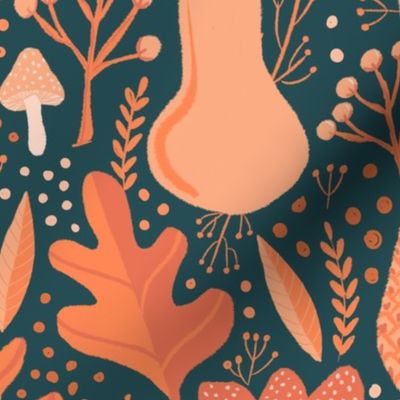 Cozy Fall Botanical on Dark Teal