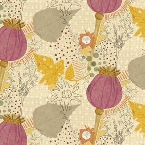 Fall Flowers and Leaves - Cream