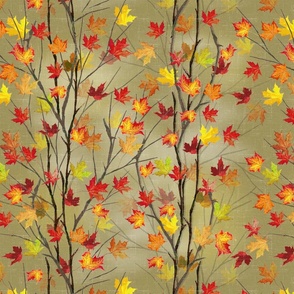 Fall Afternoon on Linen Gold Background 