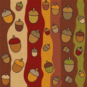 Autumn Acorn Stripes Mosaic