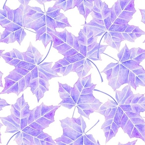 watercolor autumn violet, lilac foliage, fall purple maple leaf M