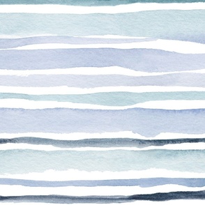 WATERCOLOR OCEAN BLUE STRIPE-HORIZONTAL LARGE