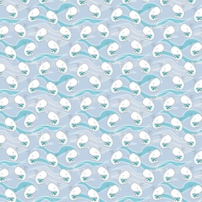 Whale of a Tale -- Cute Nursery Whales Reading Library Books in the Aqua Blue Ocean -- 848dpi (18% of Full Scale)