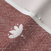 Block Print Lotuses - White on Cinnamon Red Chambray