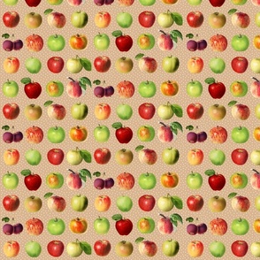 Tiny apples and dots on beige ground