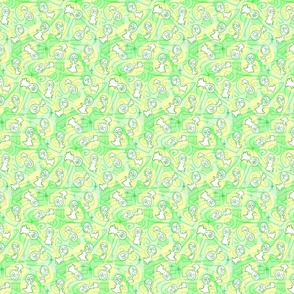 Ditsy Ghost-ies - Halloween pastel ghosts - ditsy Halloween Pastels - Green, Yellow -- 941dpi (16% of full scale)