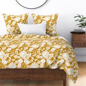 Autumnal Bounty - Fall Botanical - Goldenrod Yellow Silhouette Large Scale