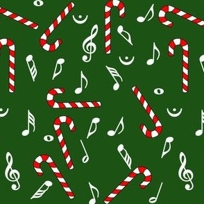 Candy Cane Music Notes Green