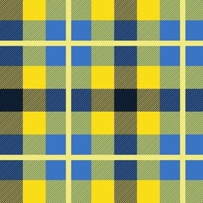 Plaid in ukraine colors blue and yellow and navy Support Ukraine print Medium scale
