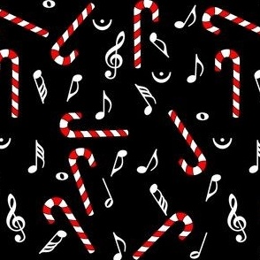 Candy Cane Music Notes  Black