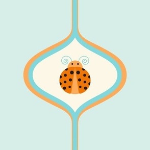 Cute retro orange, blue and black ladybug