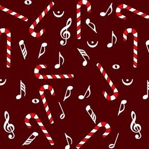 Candy Cane Music Notes Red