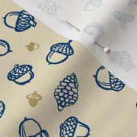 Drawings of Acorns, Navy and Gold