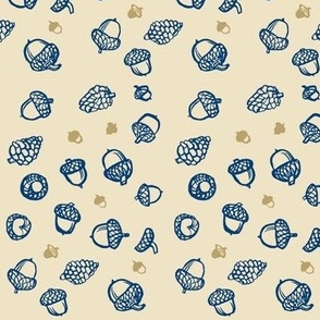 Drawings of Acorns, Navy and Gold