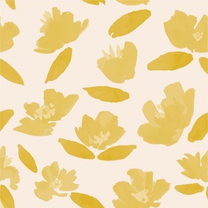 Watercolor Florals - Mustard, Large