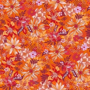 Autumn Botanicals fall Florals burnt red by Jac Slade