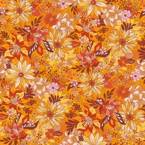 Autumn Botanicals Fall Florals Orange Pink by Jac Slade