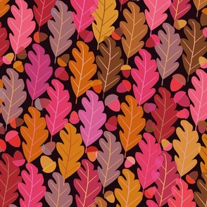 Autumn Oak Leaves & Acorns, pink, 24 inch