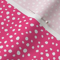 Organic White Polka Dots on Bright Pink