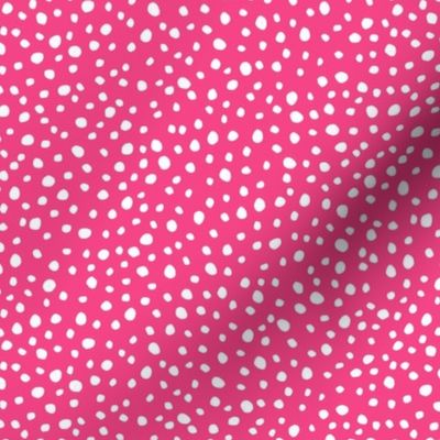 Organic White Polka Dots on Bright Pink