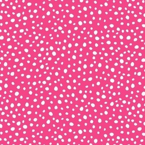 Organic White Polka Dots on Bright Pink